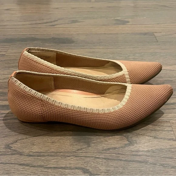 Vionic Knit Ballet Flat Pointed Toe Tan Size 8 Arch Support Classic - Picture 5 of 8